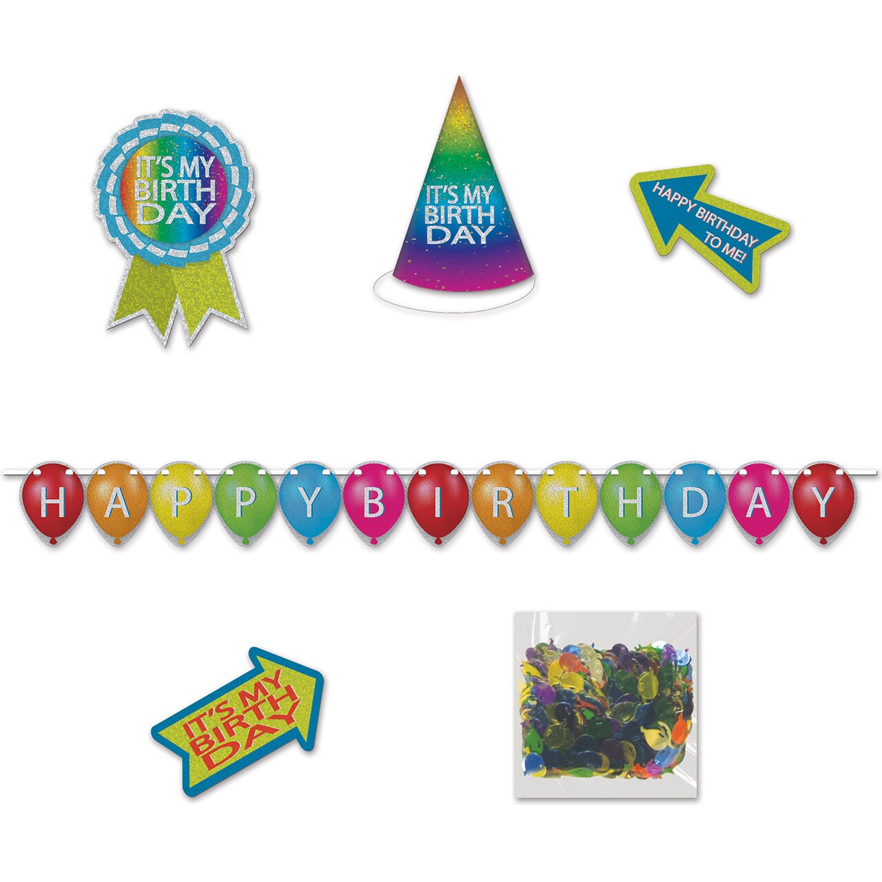 Beistle Pack of 36 Multi-Colored Birthday Desktop Party Pack Kit